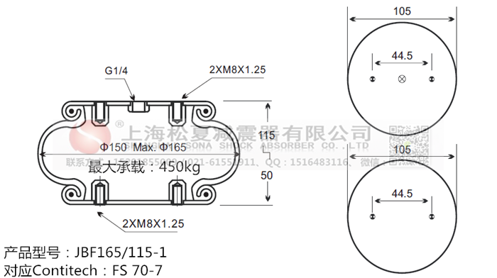 JBF165/115-1橡膠<a href='http://www.xingjiezy.com/' target='_blank'><u>空氣彈簧</u></a>
