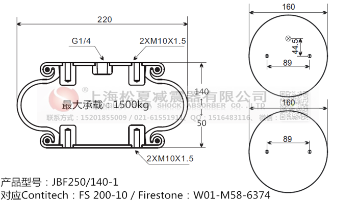 JBF250/140-1橡膠<a href='http://www.xingjiezy.com/' target='_blank'><u>空氣彈簧</u></a>