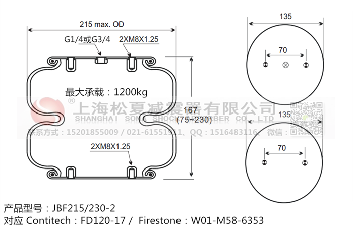 JBF215/230-2橡膠<a href='http://www.xingjiezy.com/' target='_blank'><u>空氣彈簧</u></a>