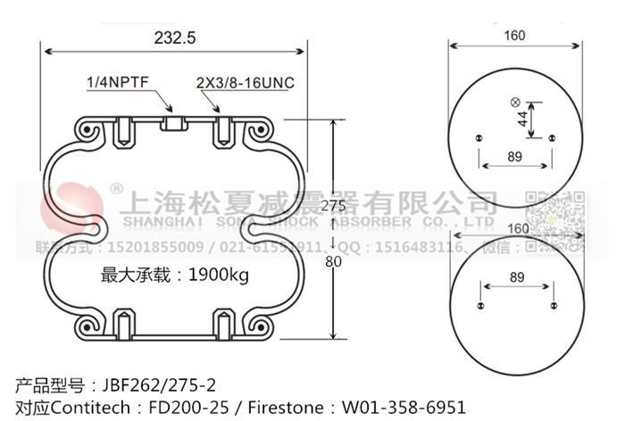JBF262/275-2橡膠<a href='http://www.xingjiezy.com/' target='_blank'><u>空氣彈簧</u></a>