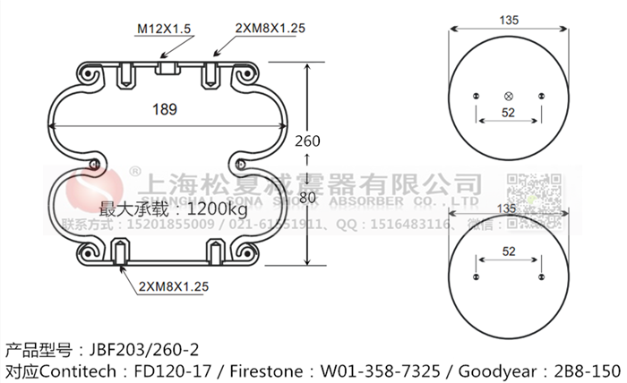 JBF203/260-2橡膠<a href='http://www.xingjiezy.com/' target='_blank'><u>空氣彈簧</u></a>