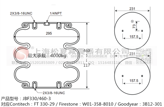 JBF330/460-3橡膠<a href='http://www.xingjiezy.com/' target='_blank'><u>空氣彈簧</u></a>